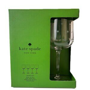 Kate Spade New York Lenox Larabee Dot 16oz Wine Glasses Set of 4 NEW